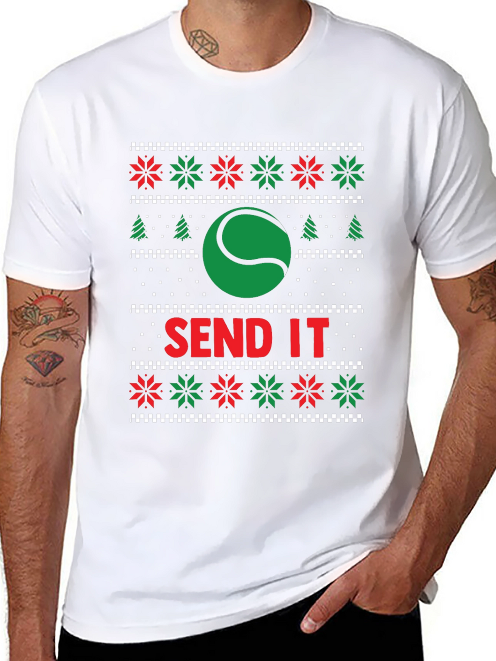 Tennis Send It Holiday Ugly Sweater T-Shirt