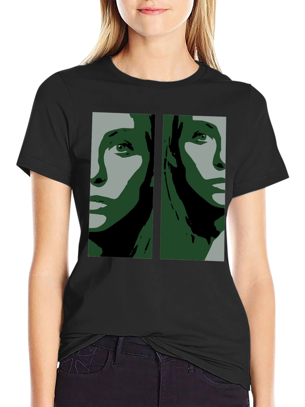 Abstract Face Graphic Black T-Shirt
