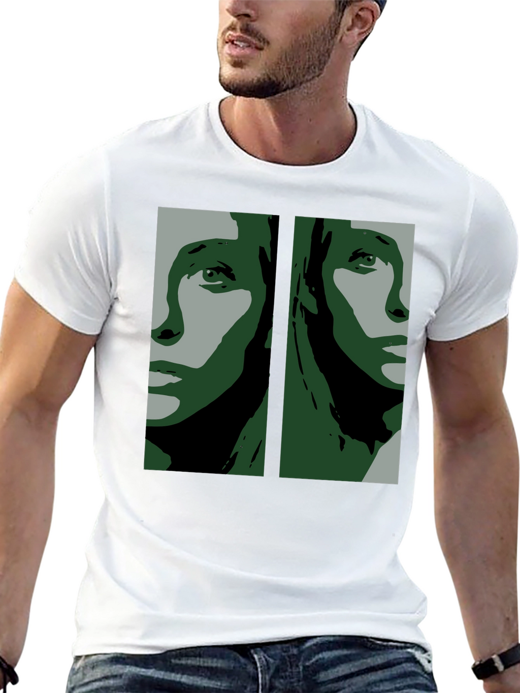 Abstract Face Graphic Black T-Shirt