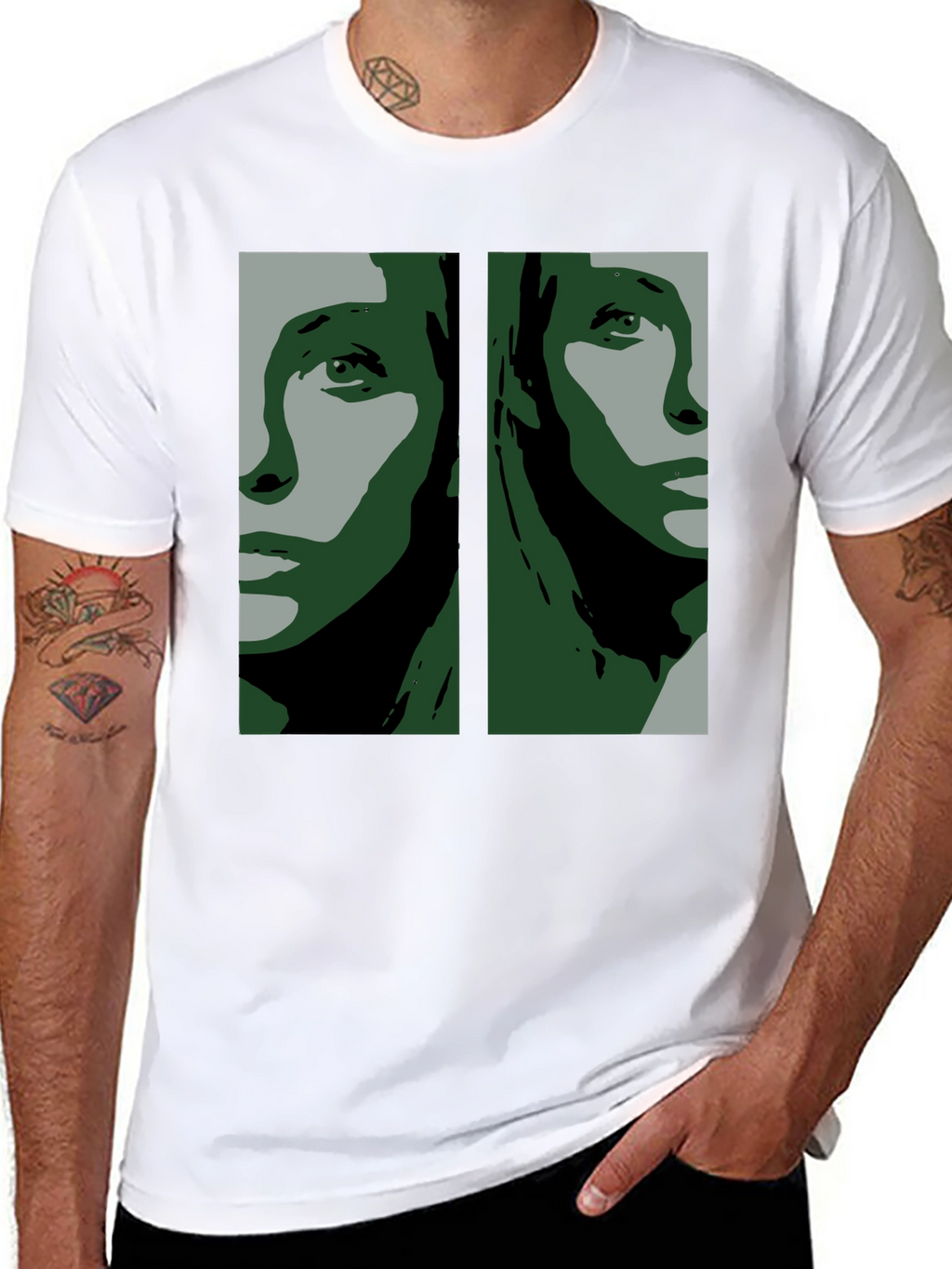 Abstract Face Graphic Black T-Shirt
