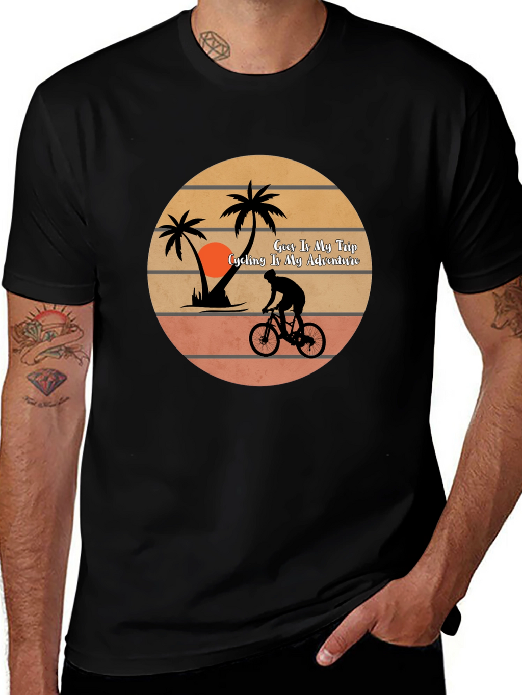 Cycling Adventure T-Shirt -  Tropical Getaway Design