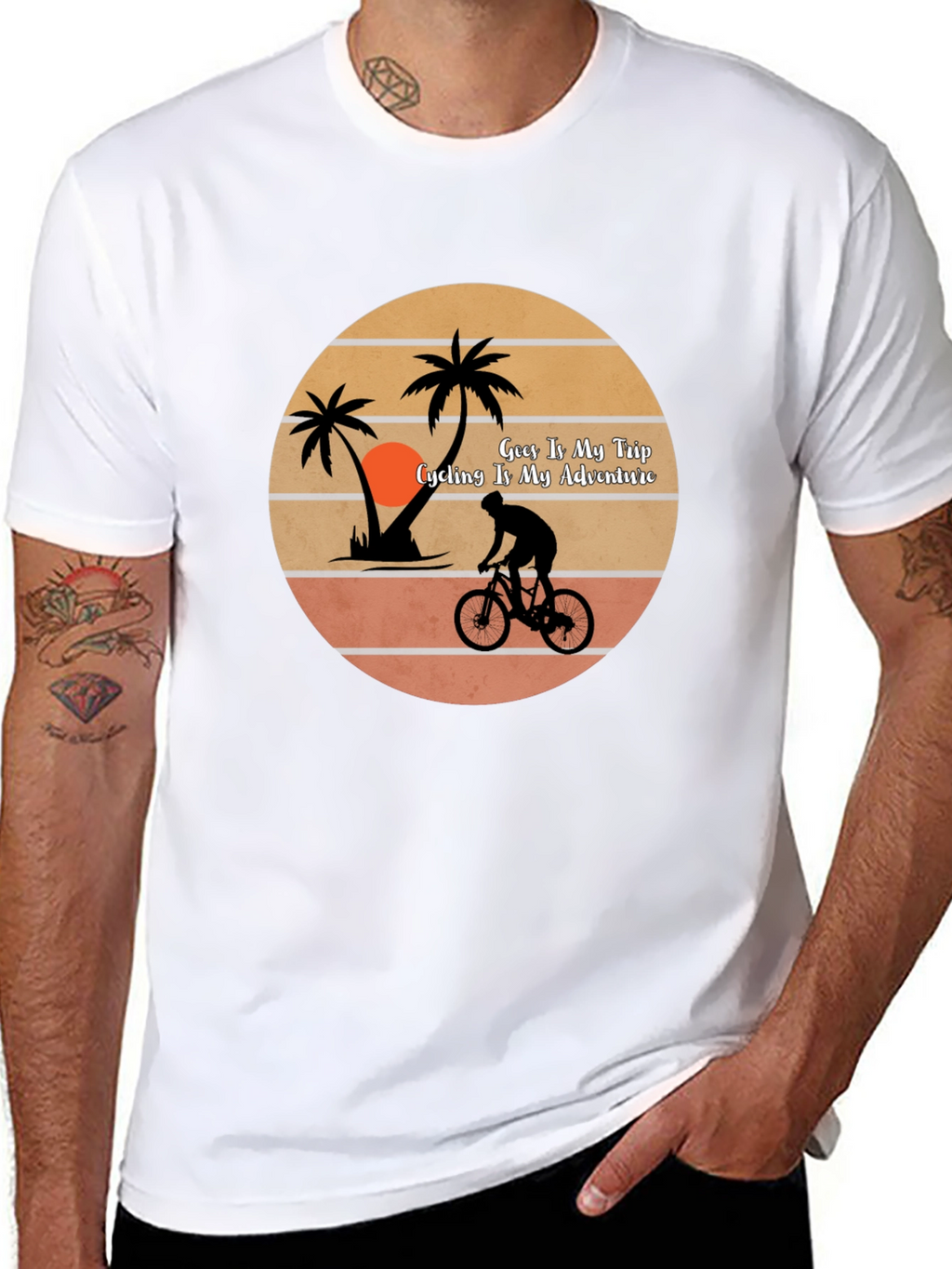 Cycling Adventure T-Shirt -  Tropical Getaway Design