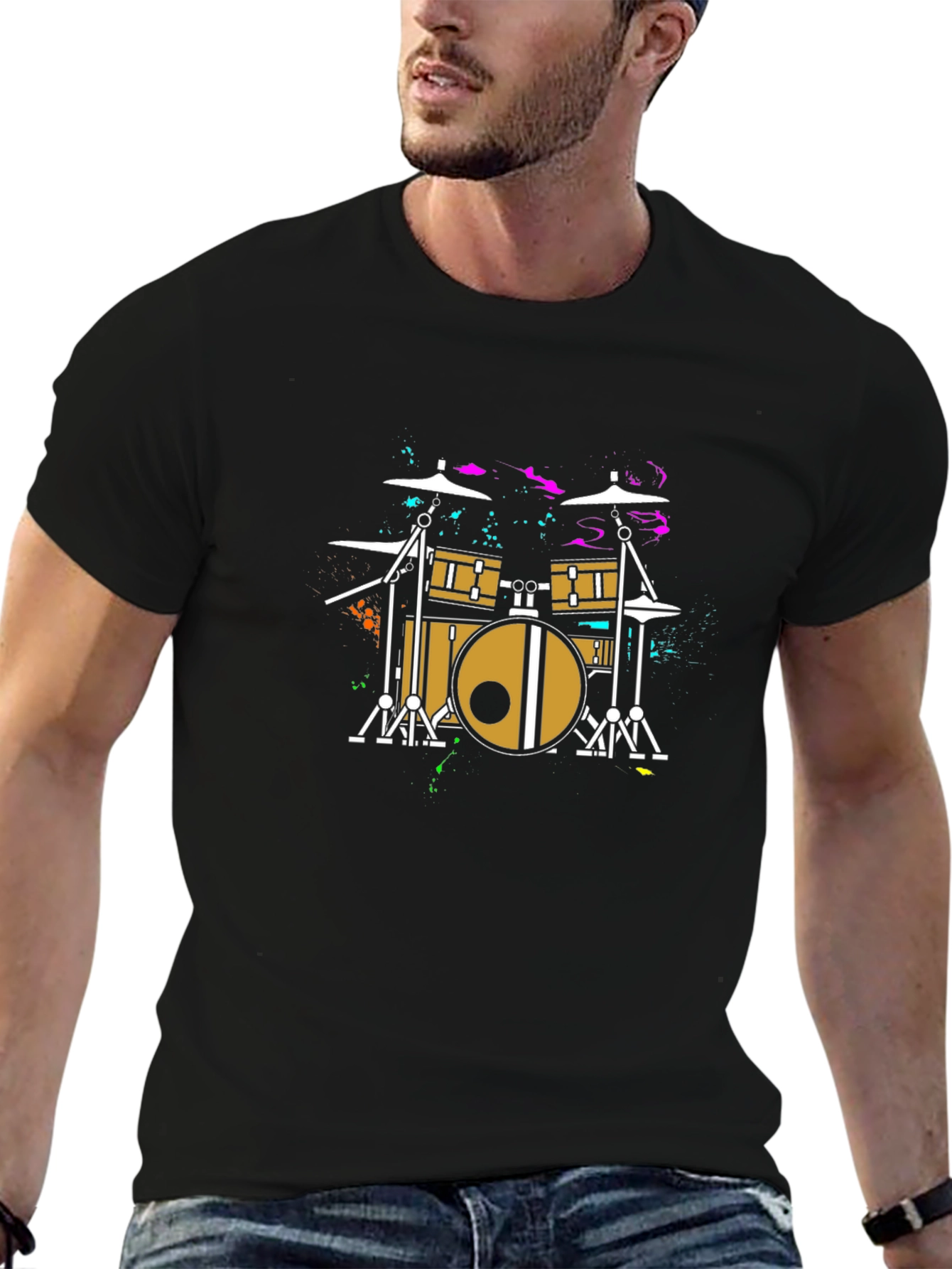 Cool Drum Kit Graphic Tee - Black