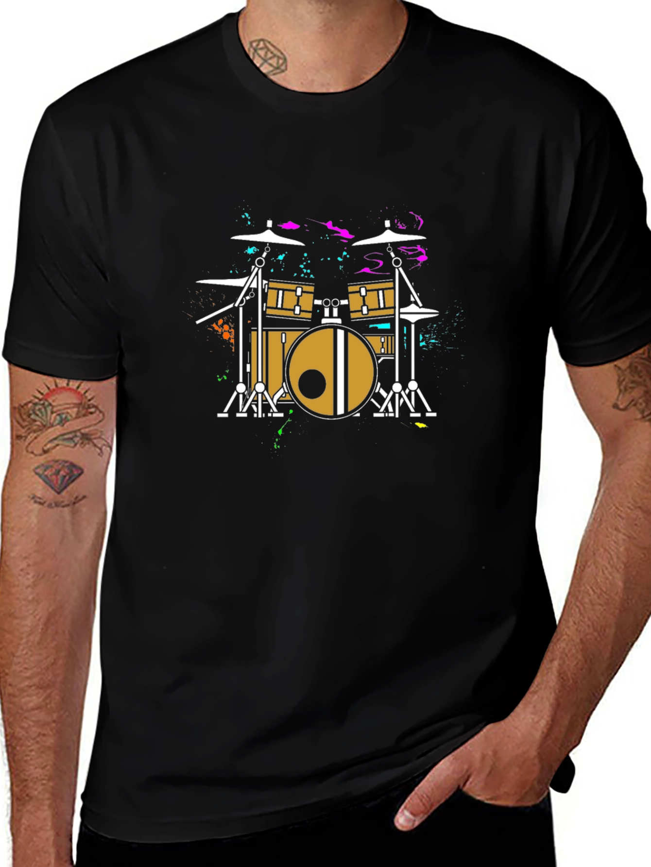 Cool Drum Kit Graphic Tee - Black