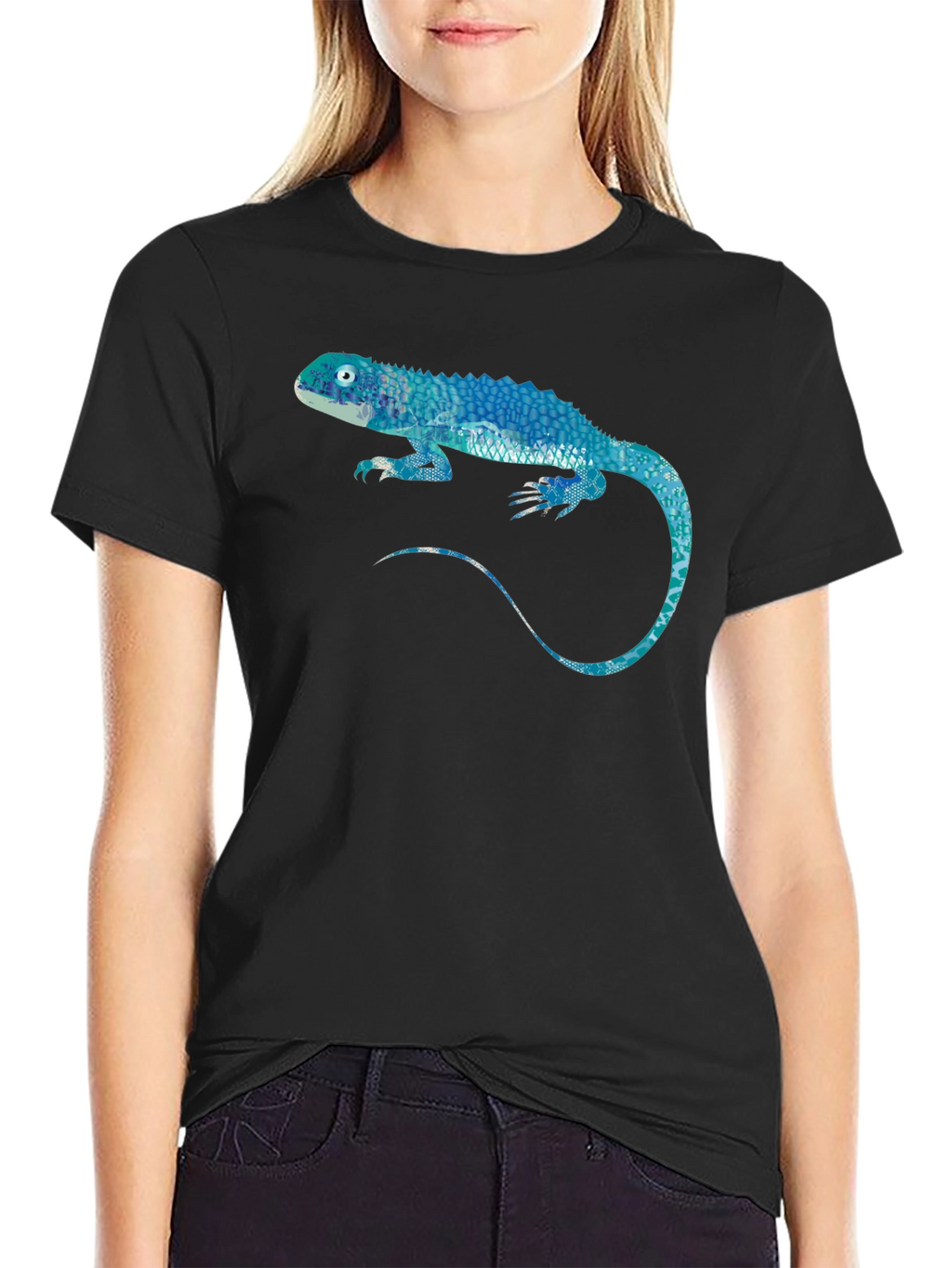 Blue Lizard Graphic Black T-Shirt
