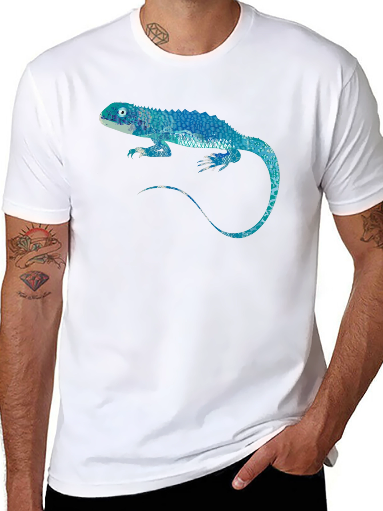 Blue Lizard Graphic Black T-Shirt
