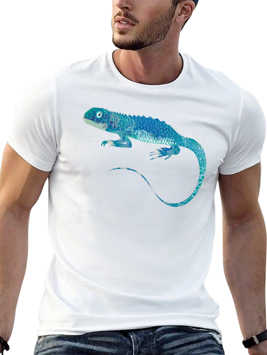 Blue Lizard Graphic Black T-Shirt