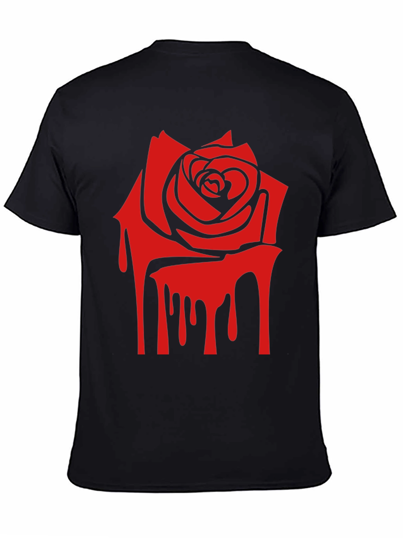 Red Rose Drip Graphic Print T-Shirt