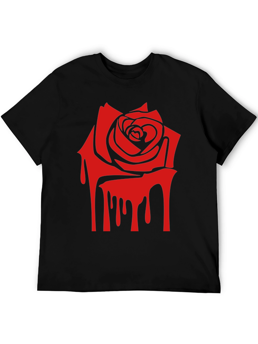 Red Rose Drip Graphic Print T-Shirt