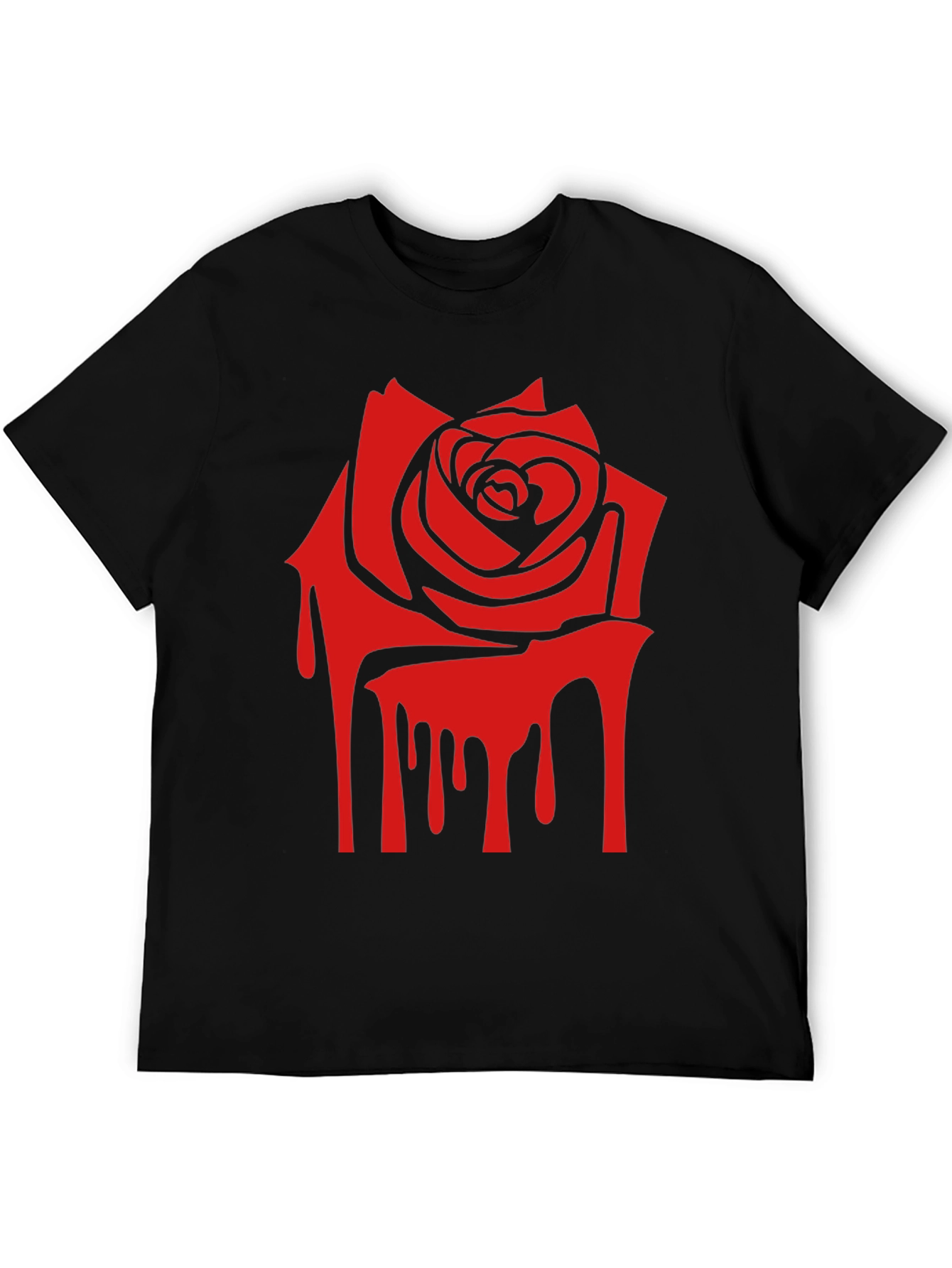 Red Rose Drip Graphic Print T-Shirt