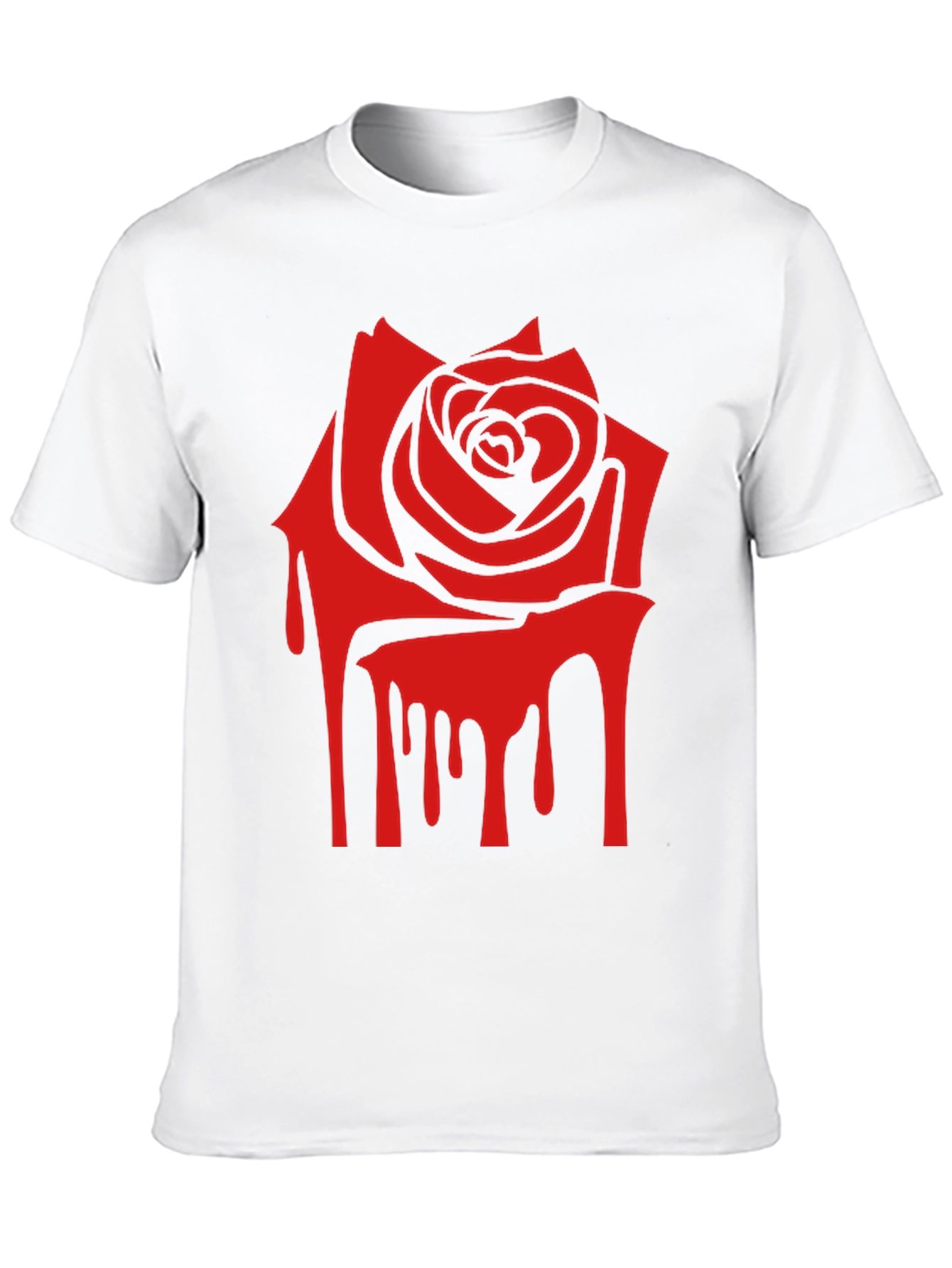 Red Rose Drip Graphic Print T-Shirt
