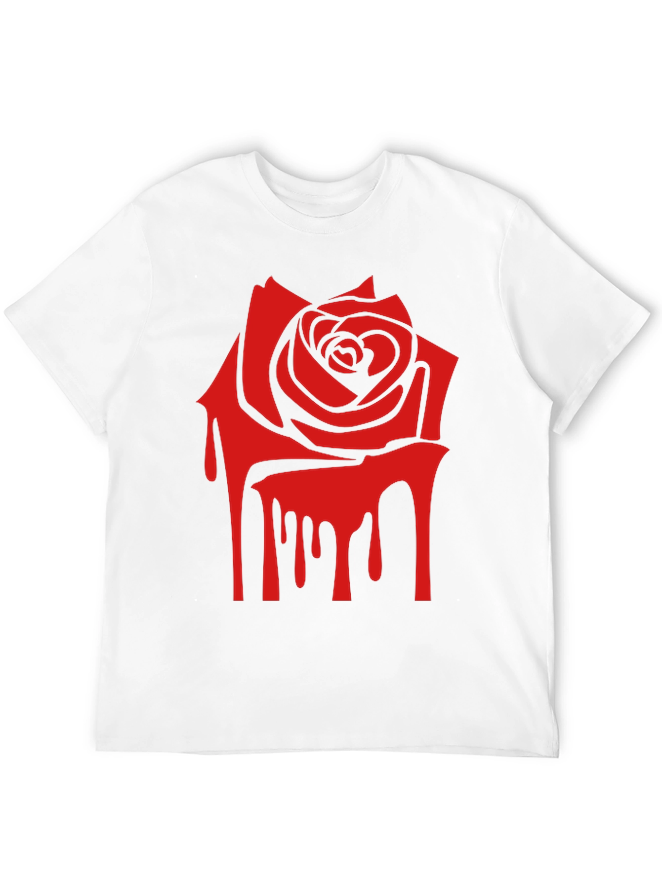 Red Rose Drip Graphic Print T-Shirt