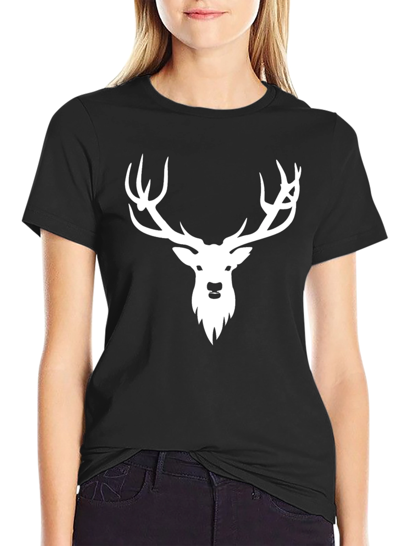 Stag Graphic Tee - Black Casual T-Shirt