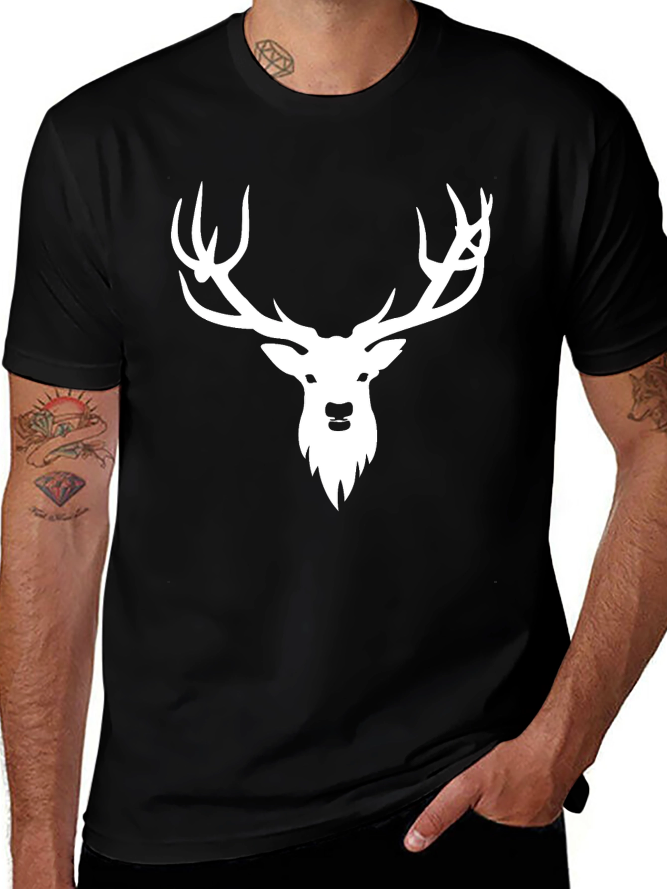 Stag Graphic Tee - Black Casual T-Shirt