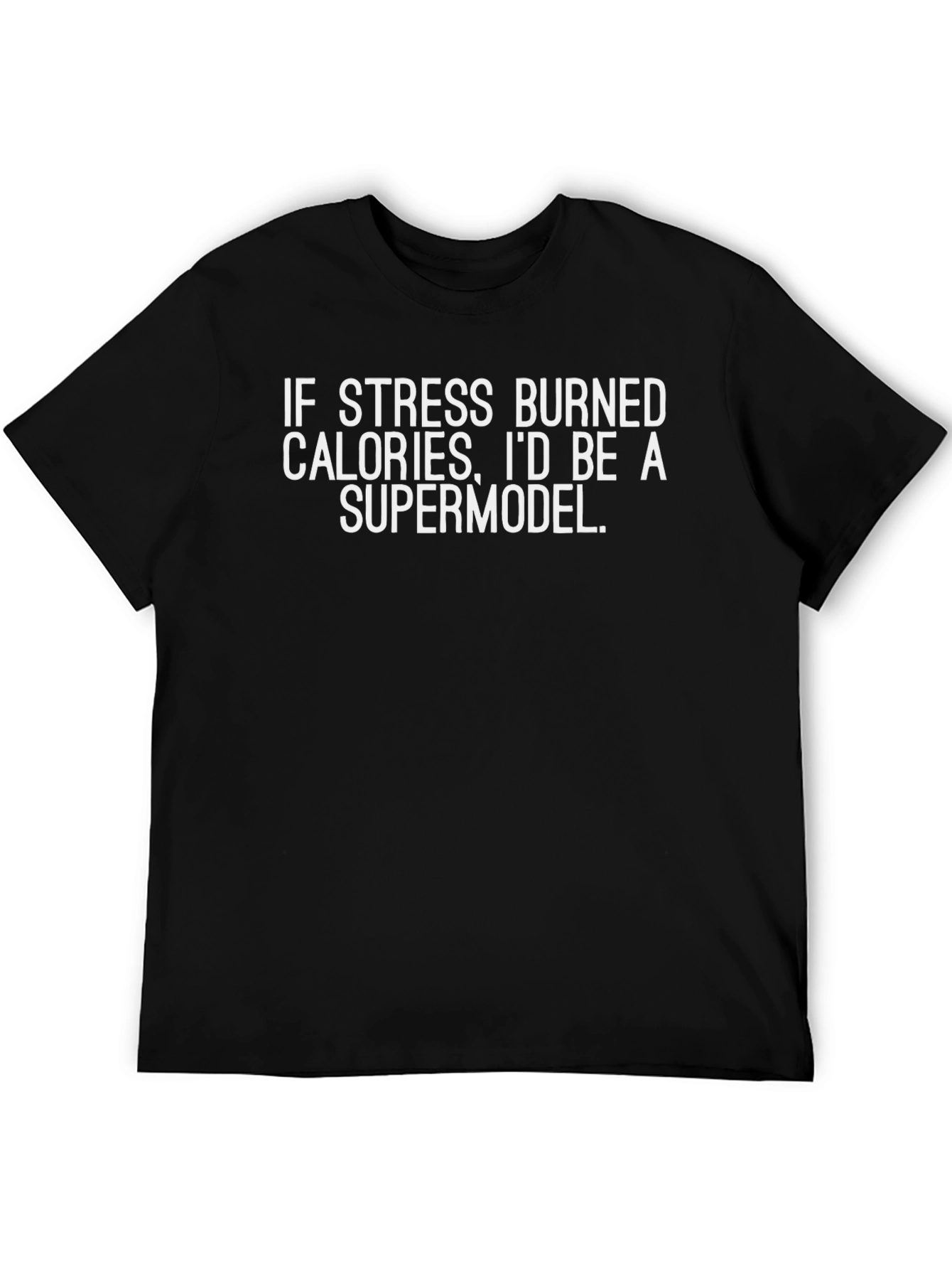 Funny Stress Burned Calories Graphic Tee - Black
