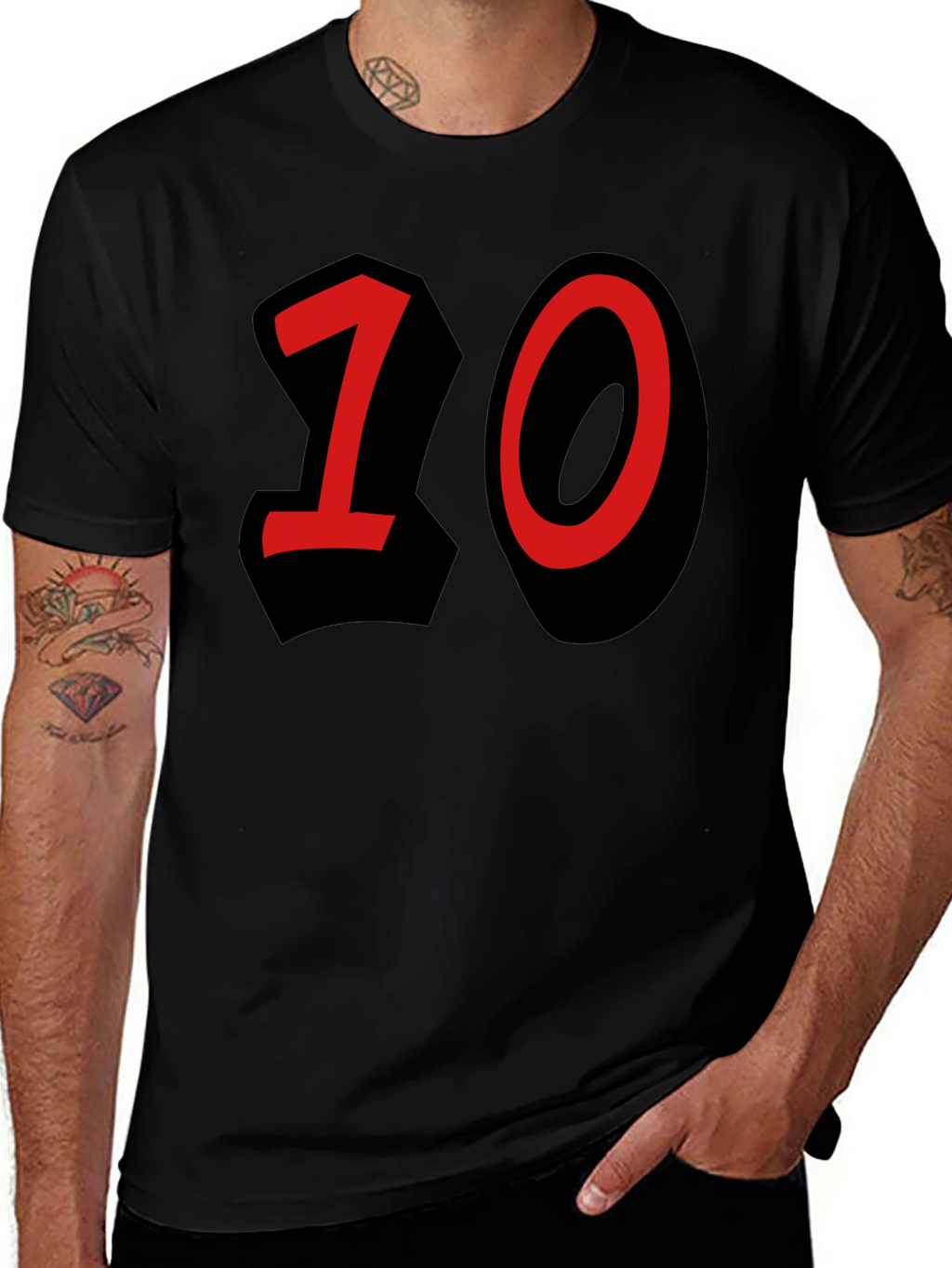 Number 10 Graphic Black T-Shirt