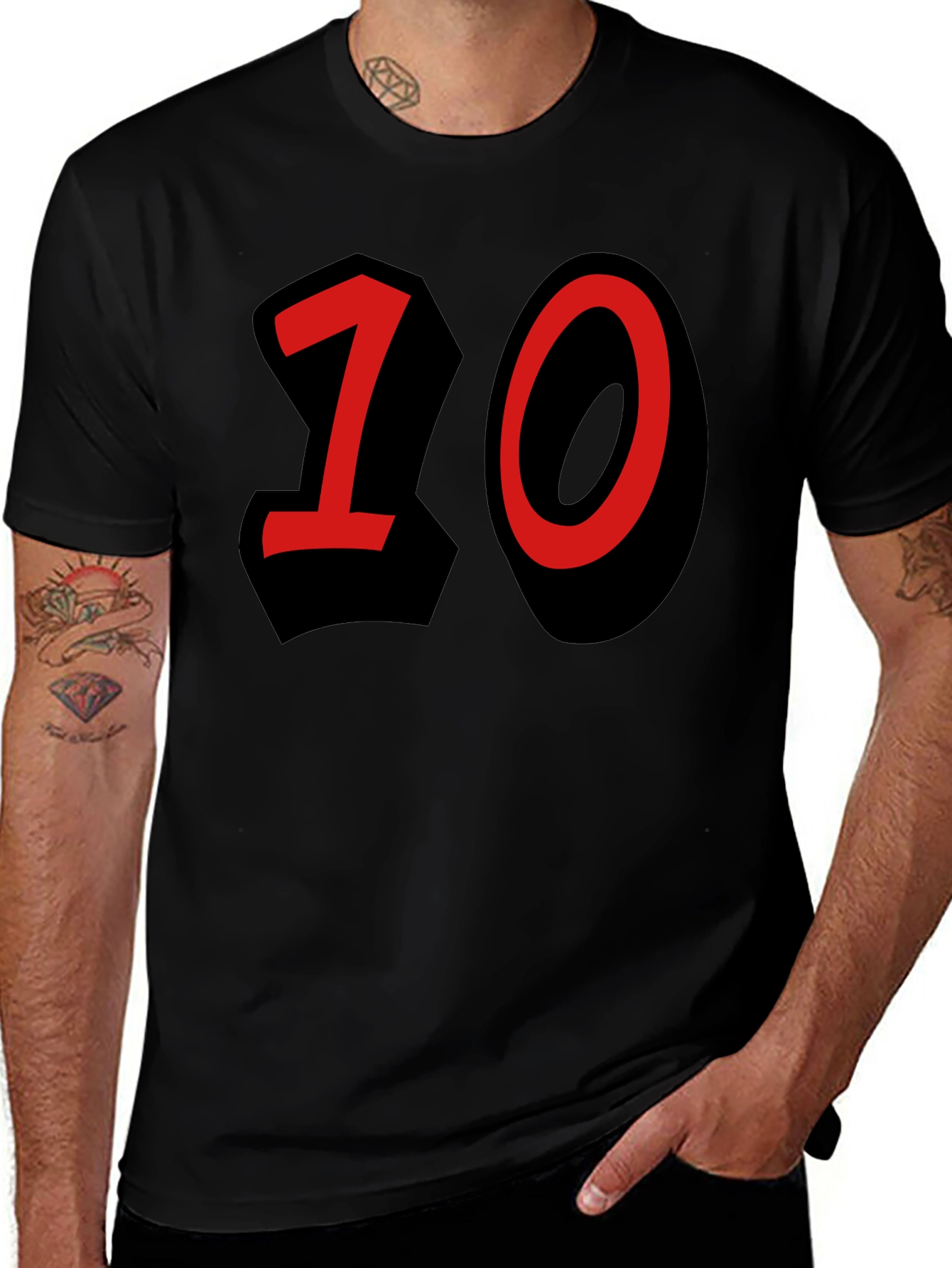 Number 10 Graphic Black T-Shirt