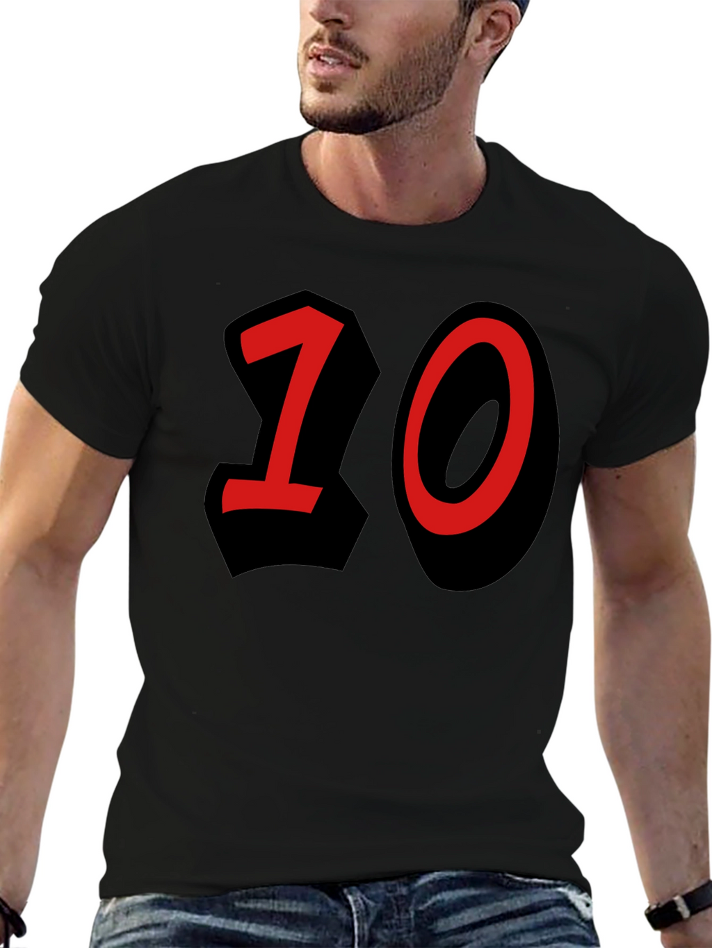 Number 10 Graphic Black T-Shirt