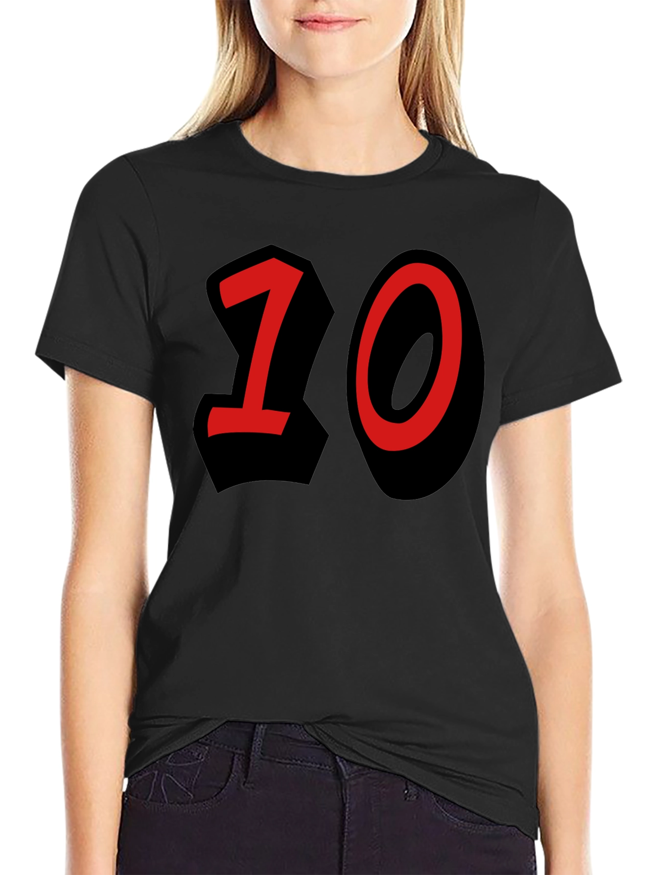 Number 10 Graphic Black T-Shirt