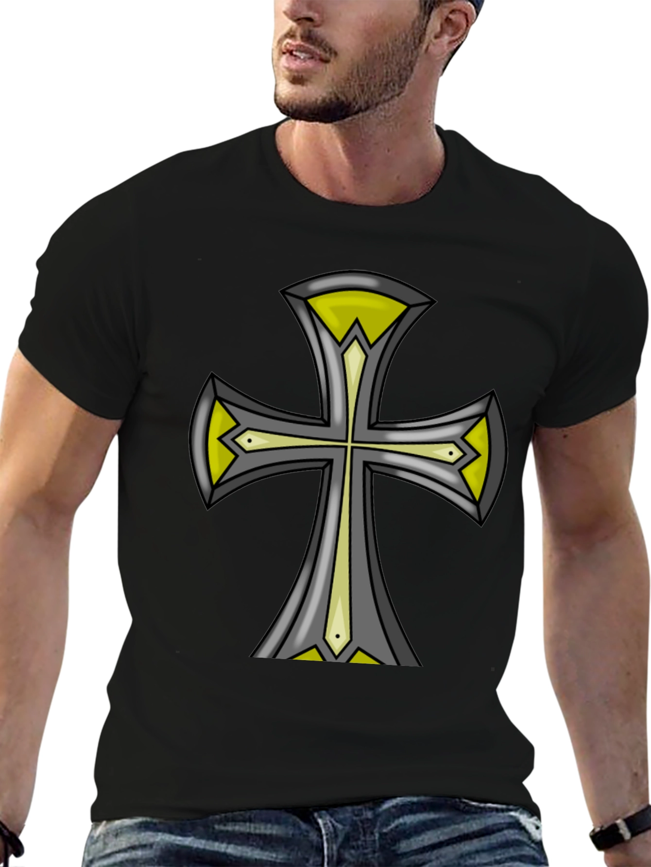 Cross Graphic Black Tee - Unique Design