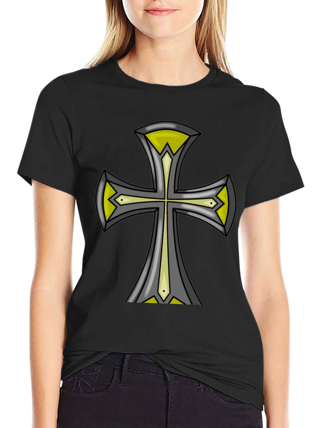 Cross Graphic Black Tee - Unique Design