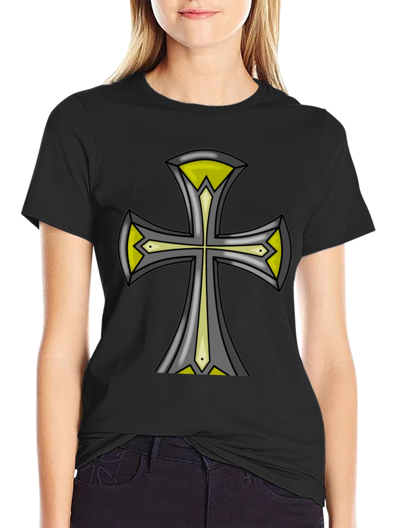 Cross Graphic Black Tee - Unique Design