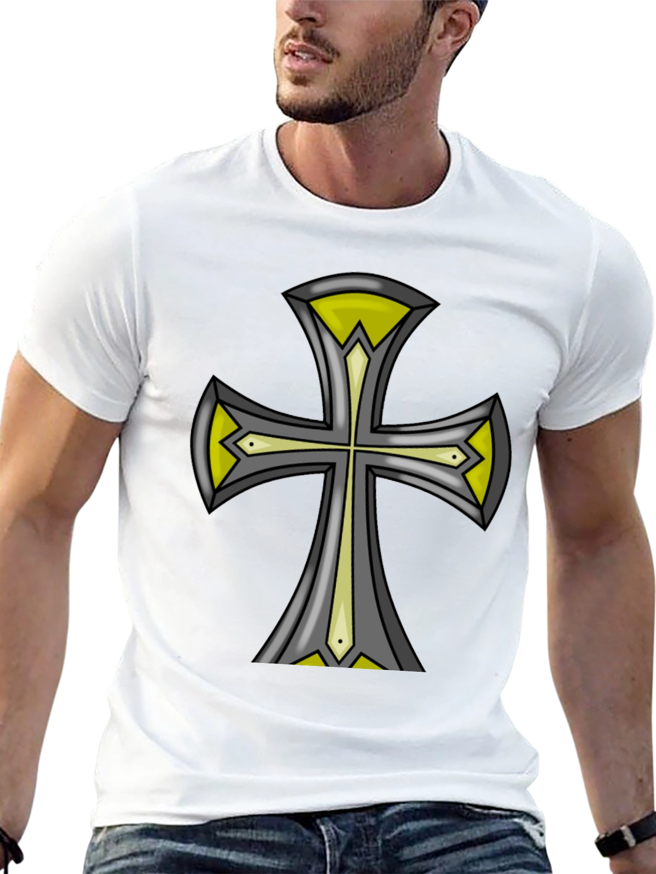 Cross Graphic Black Tee - Unique Design