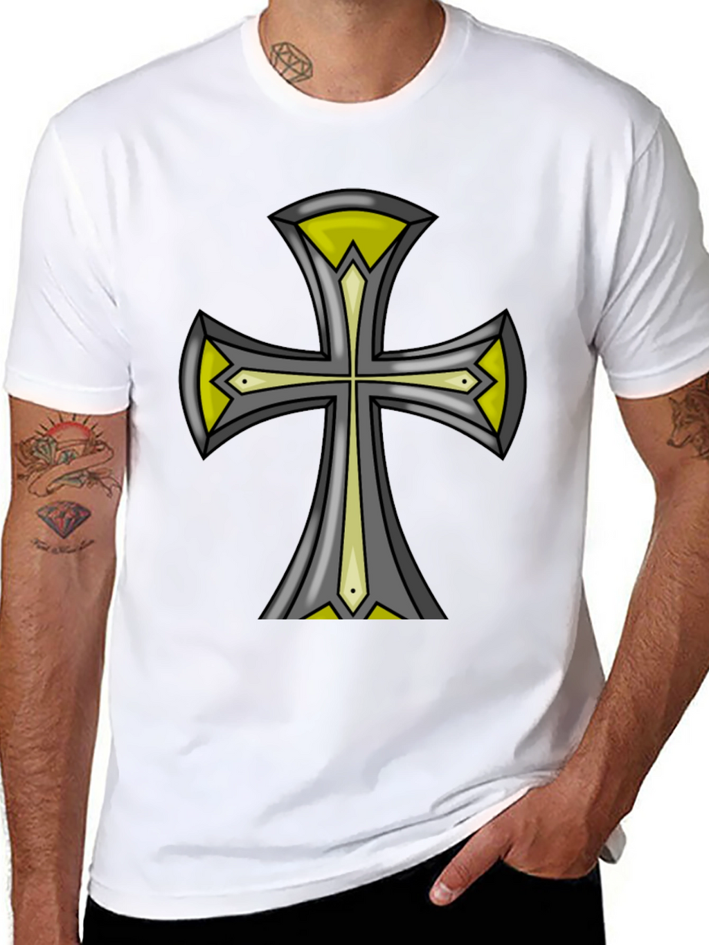 Cross Graphic Black Tee - Unique Design