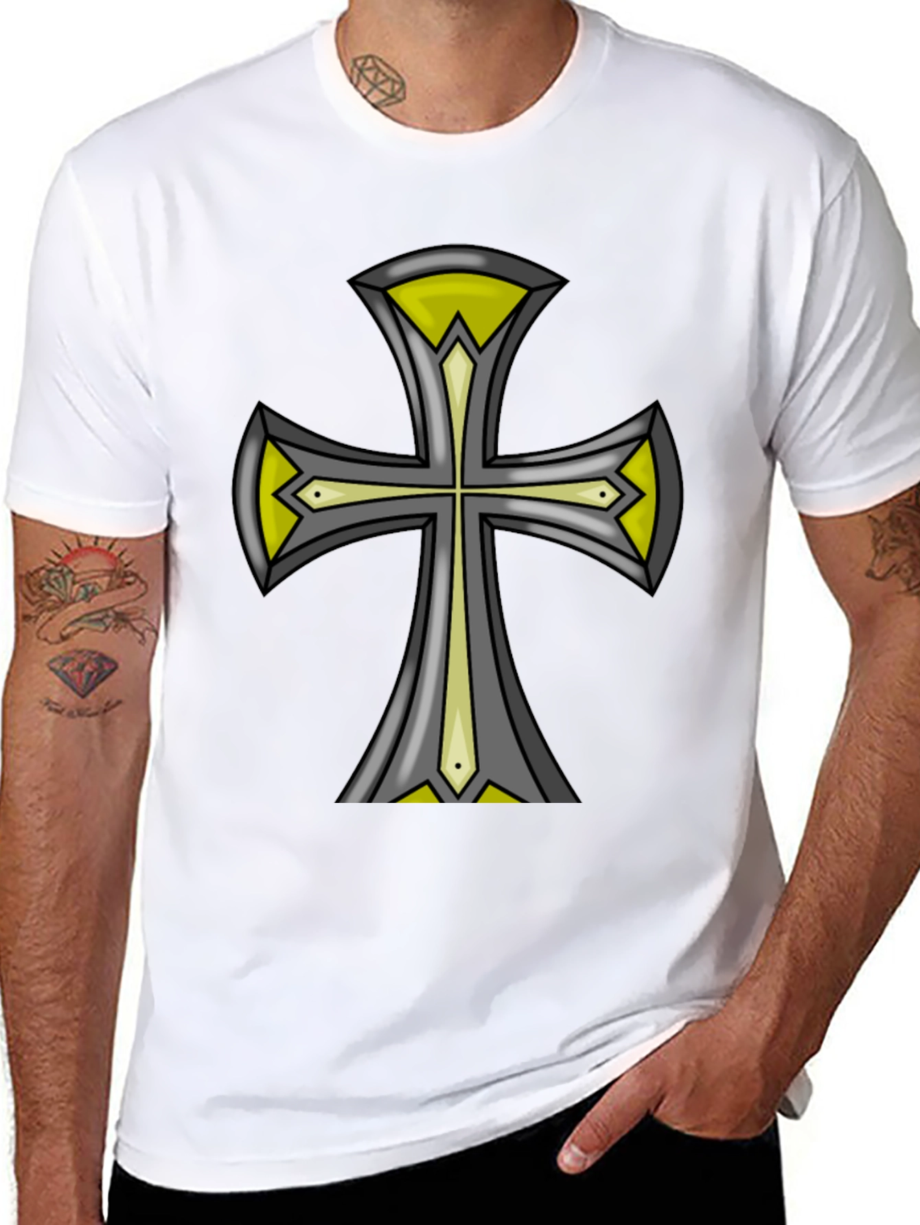 Cross Graphic Black Tee - Unique Design