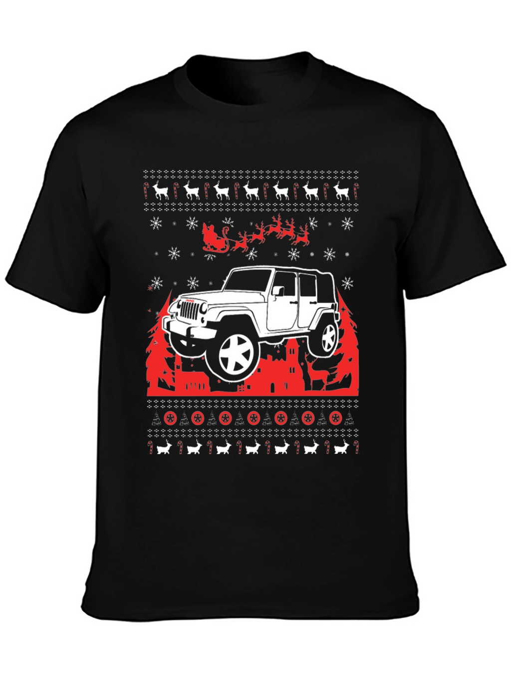 Festive Jeep Christmas Sweater T-Shirt