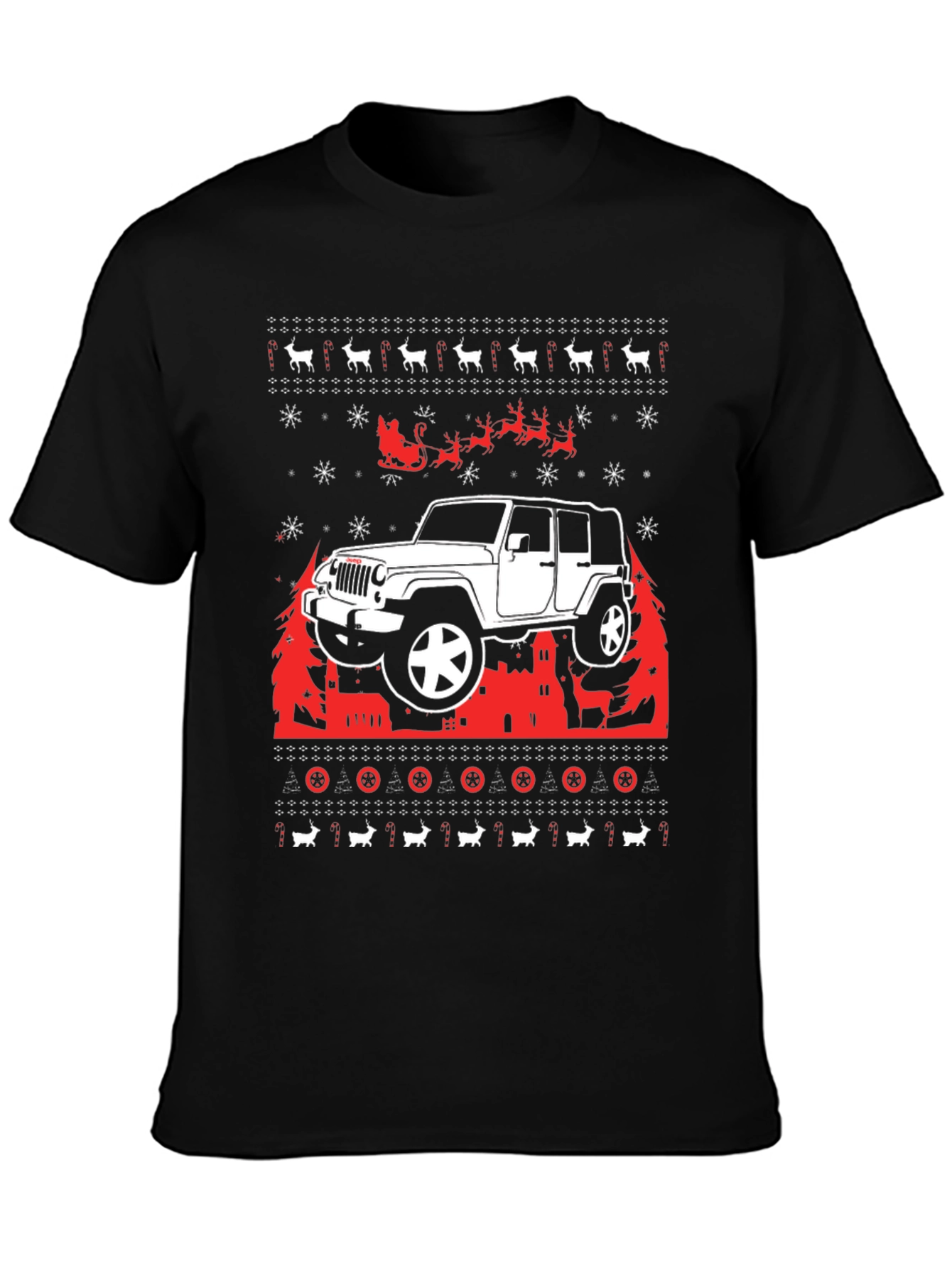 Festive Jeep Christmas Sweater T-Shirt