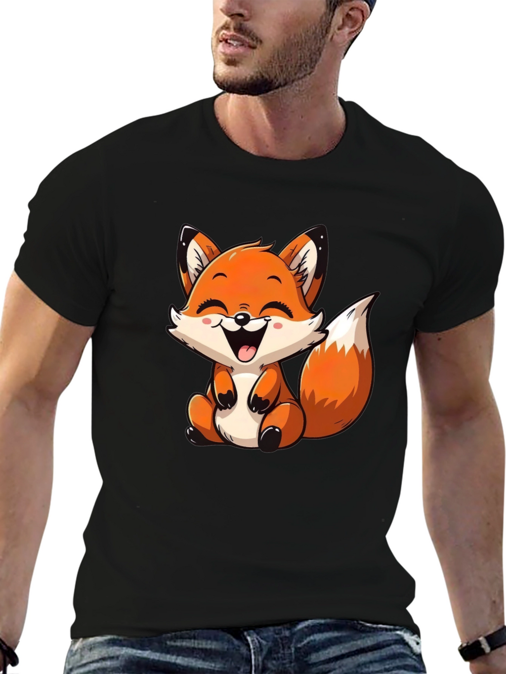 Cute Fox Graphic Tee - Unisex Cartoon Animal T-Shirt