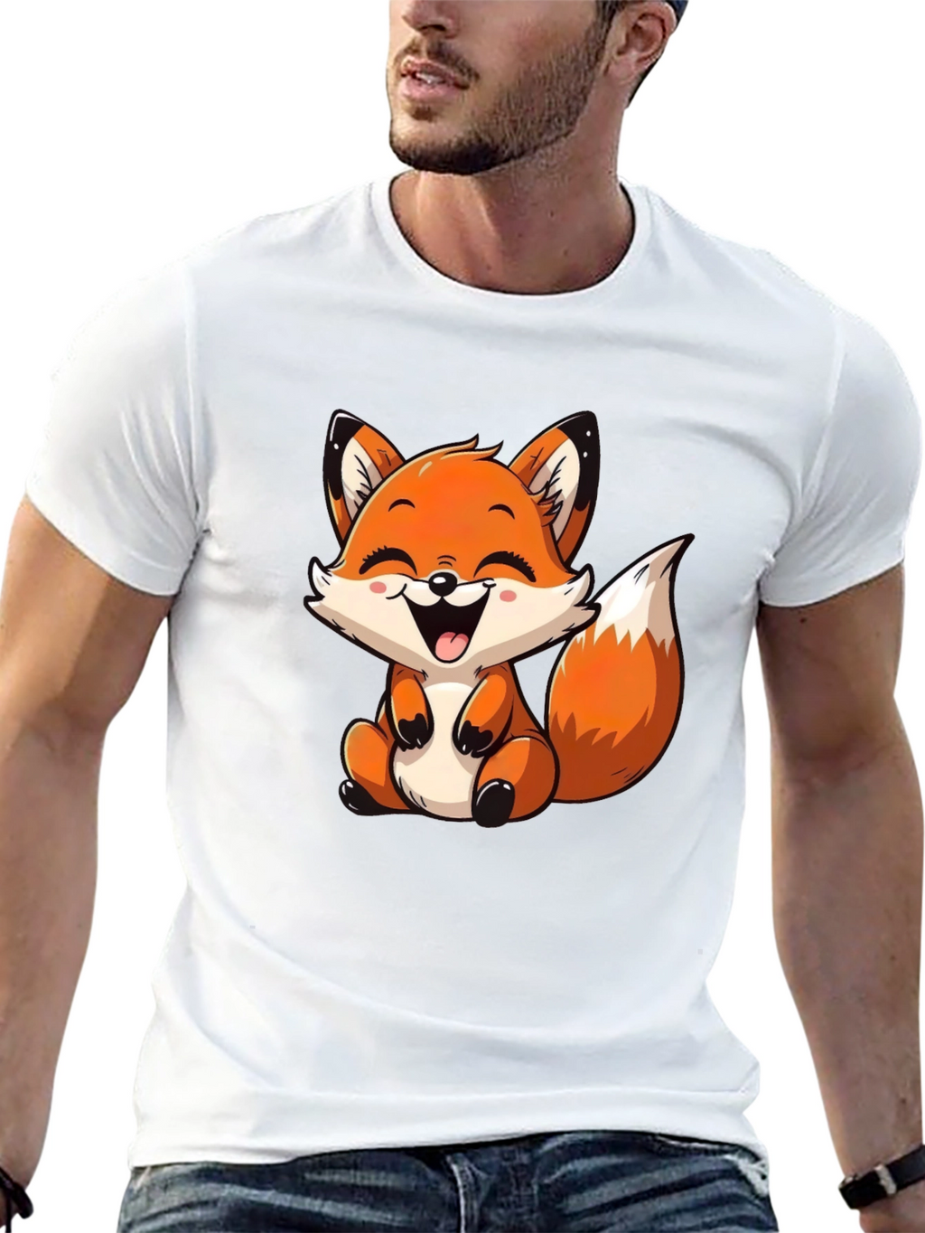 Cute Fox Graphic Tee - Unisex Cartoon Animal T-Shirt