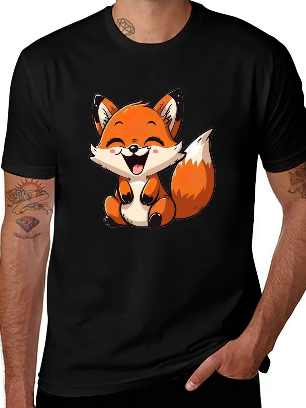 Cute Fox Graphic Tee - Unisex Cartoon Animal T-Shirt