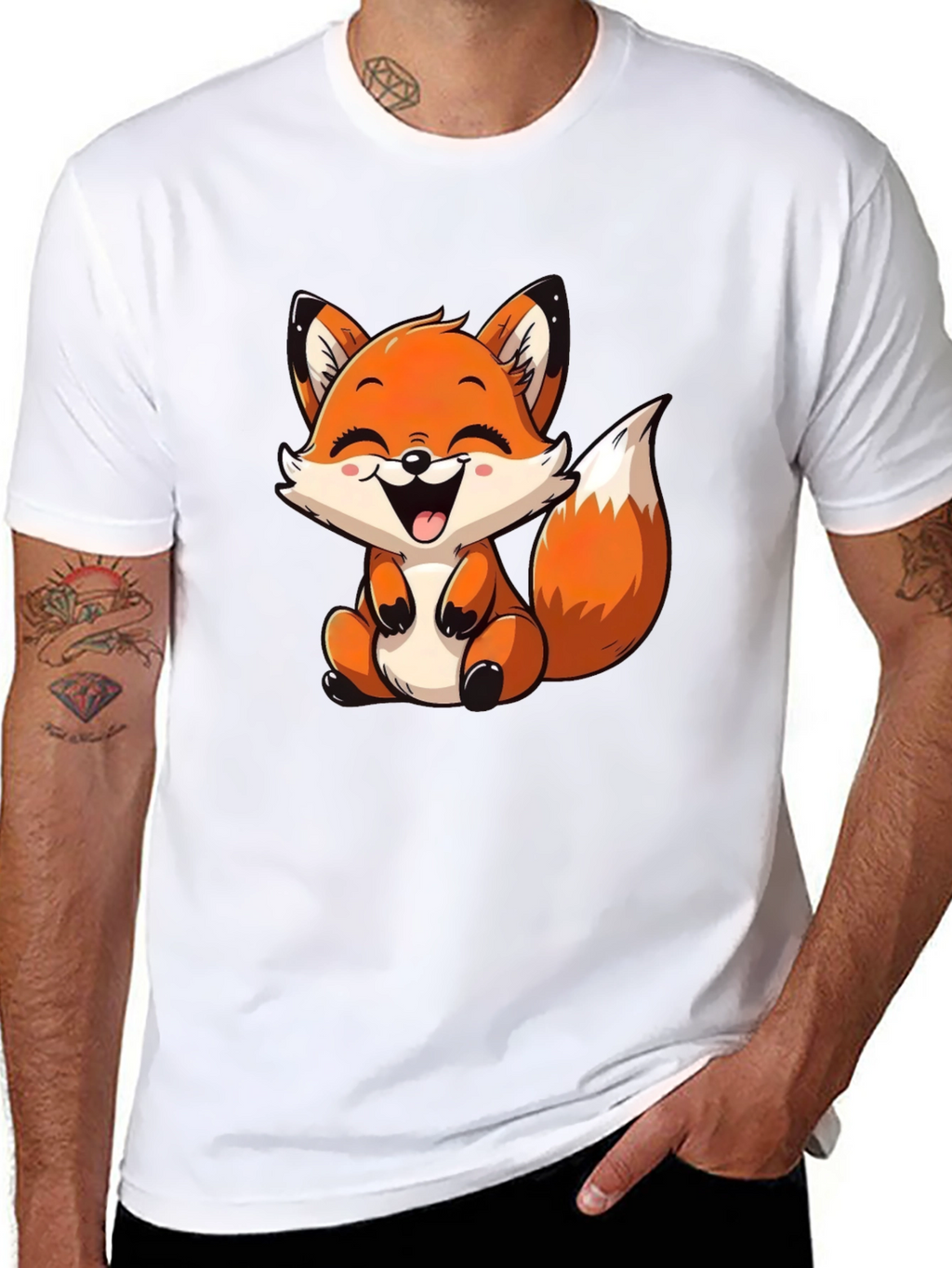 Cute Fox Graphic Tee - Unisex Cartoon Animal T-Shirt