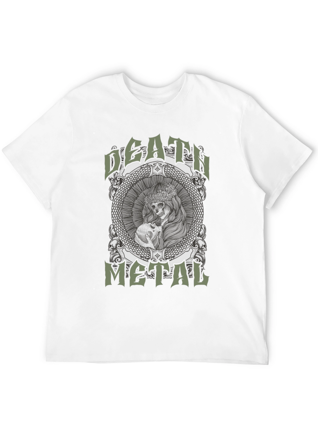 Death Metal Graphic Tee - Skull & Snake Design