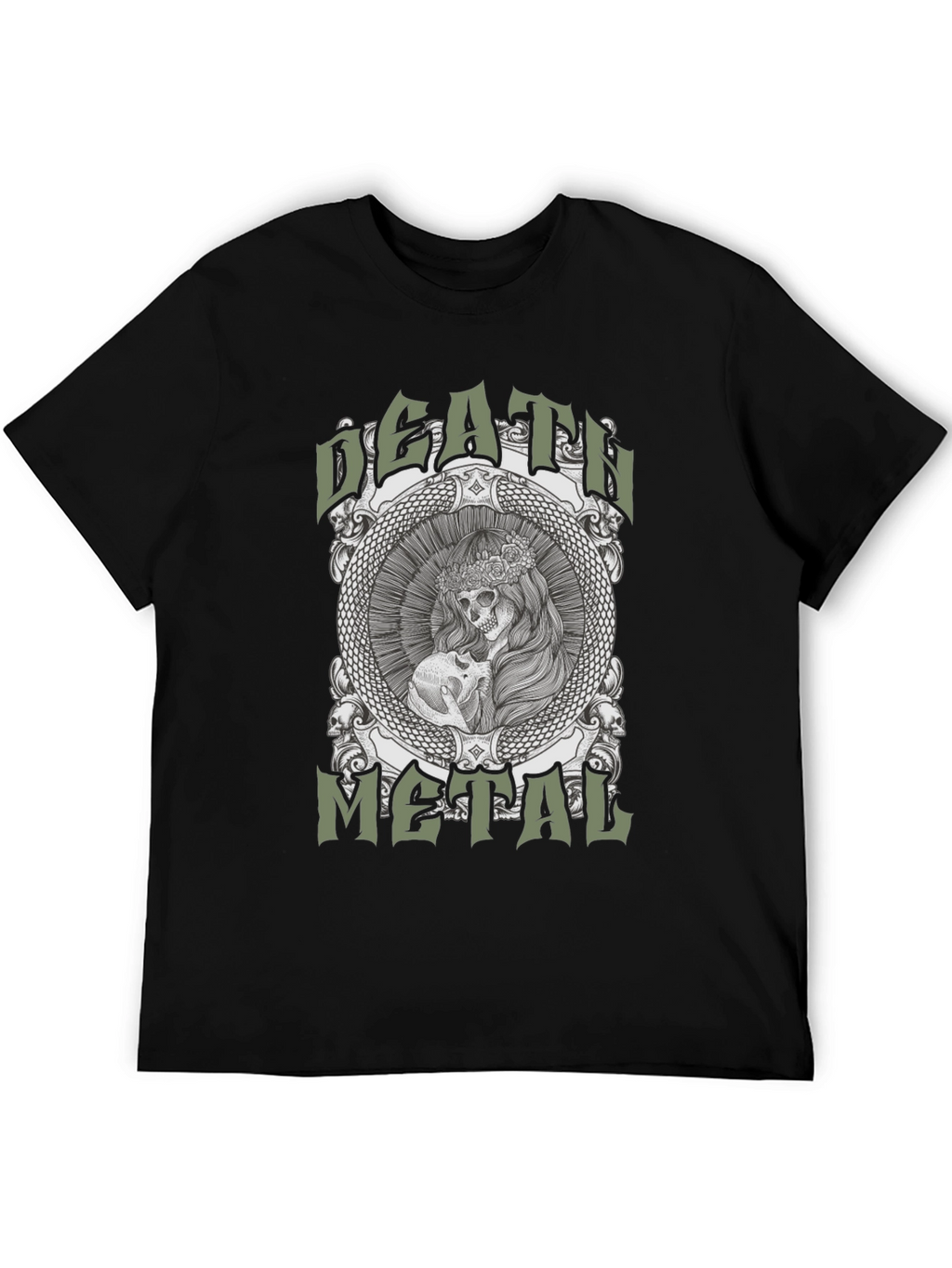 Death Metal Graphic Tee - Skull & Snake Design