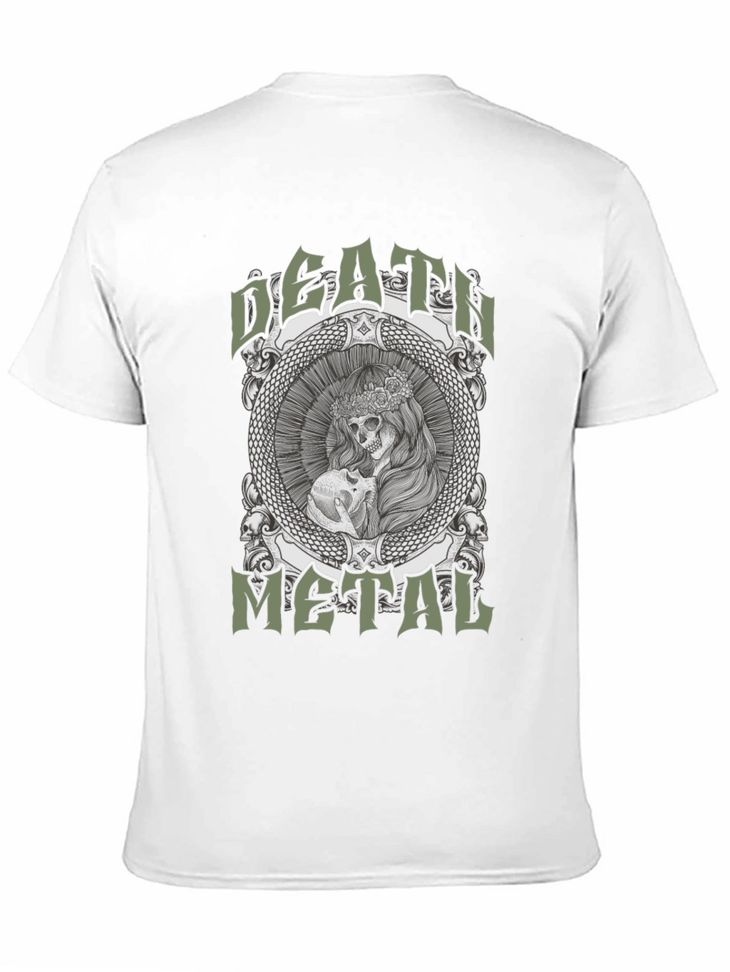 Death Metal Graphic Tee - Skull & Snake Design