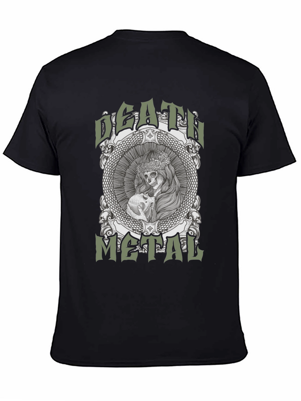 Death Metal Graphic Tee - Skull & Snake Design