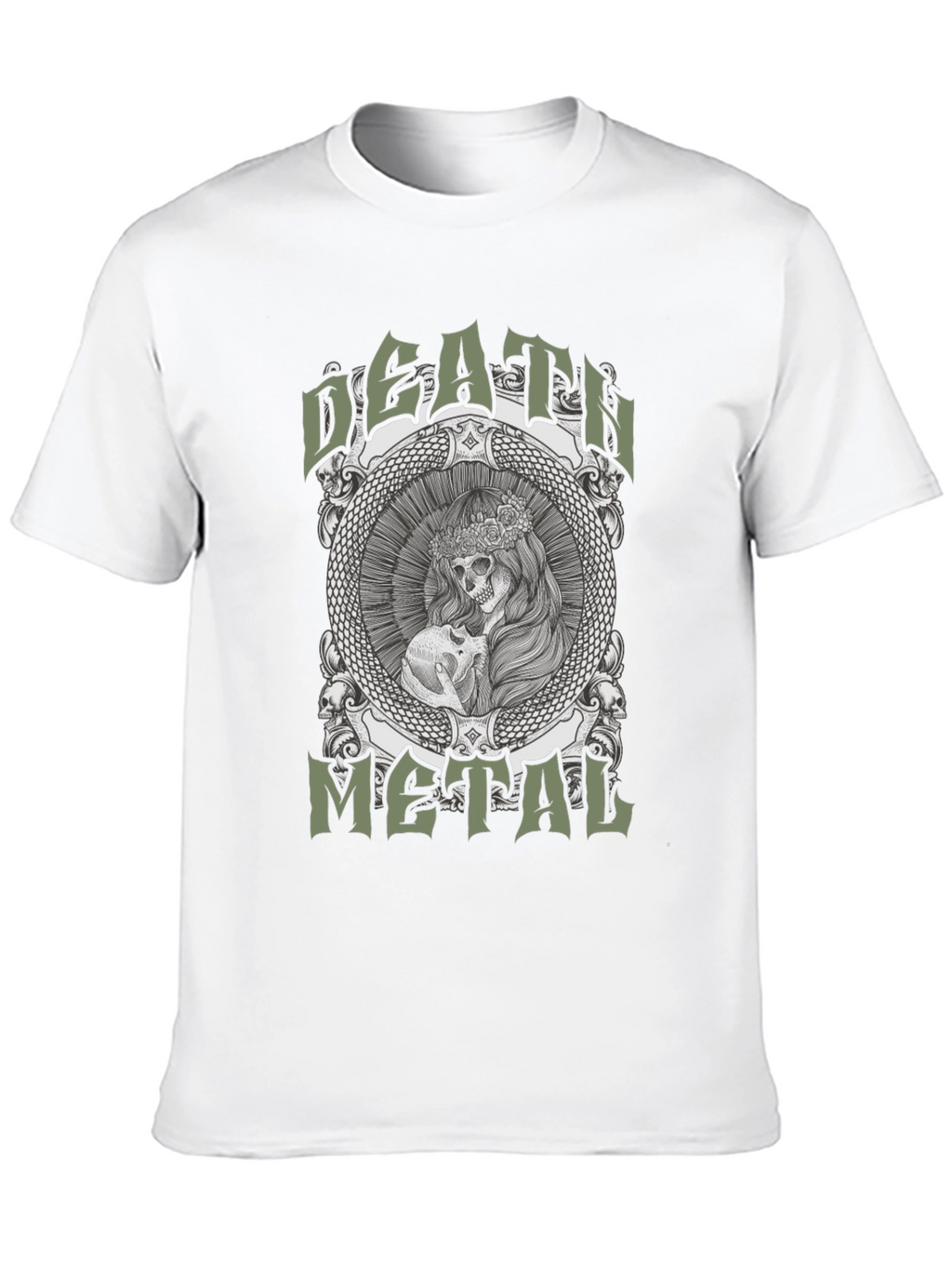 Death Metal Graphic Tee - Skull & Snake Design
