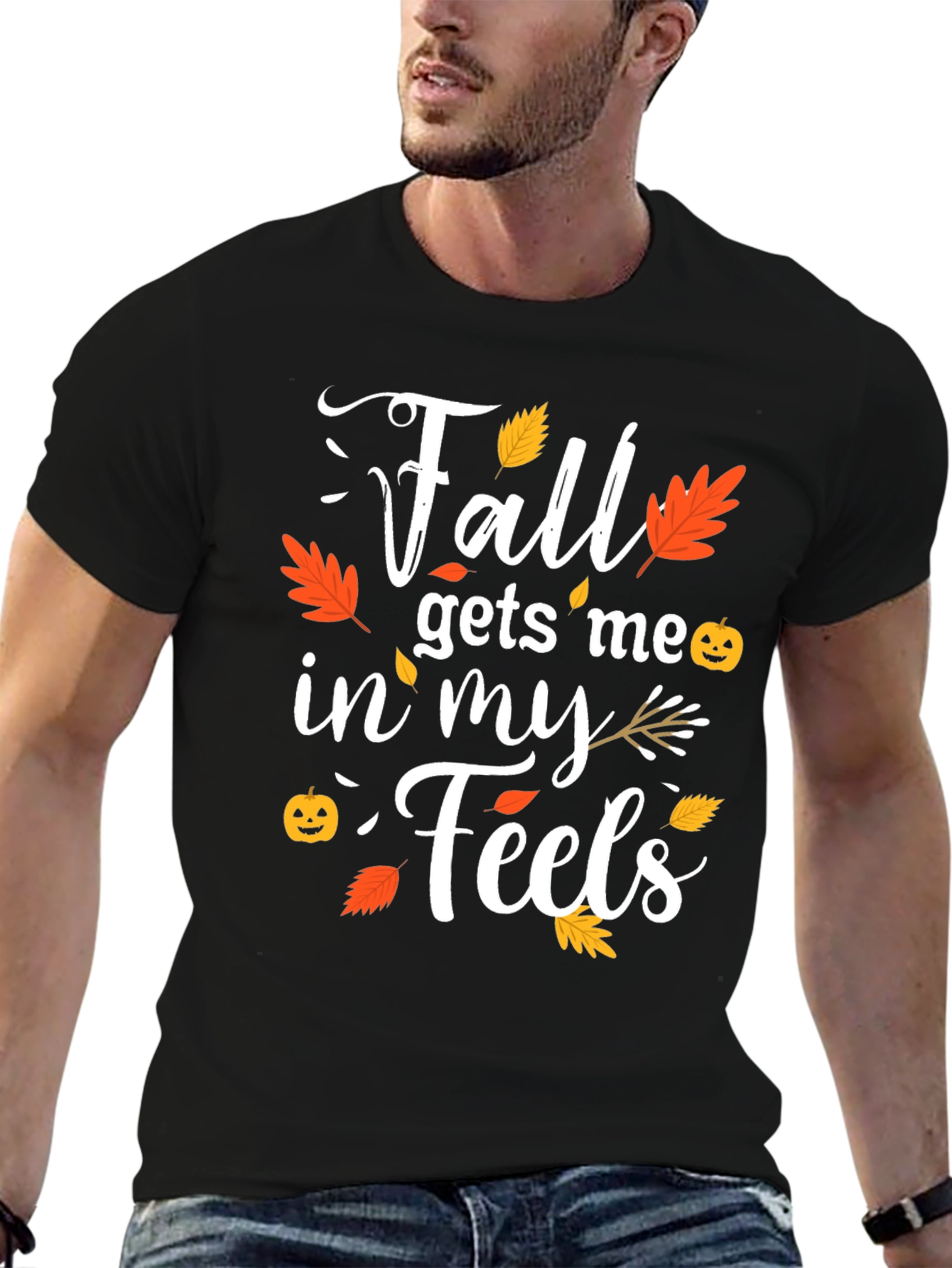Fall Gets Me In My Feels Black T-Shirt