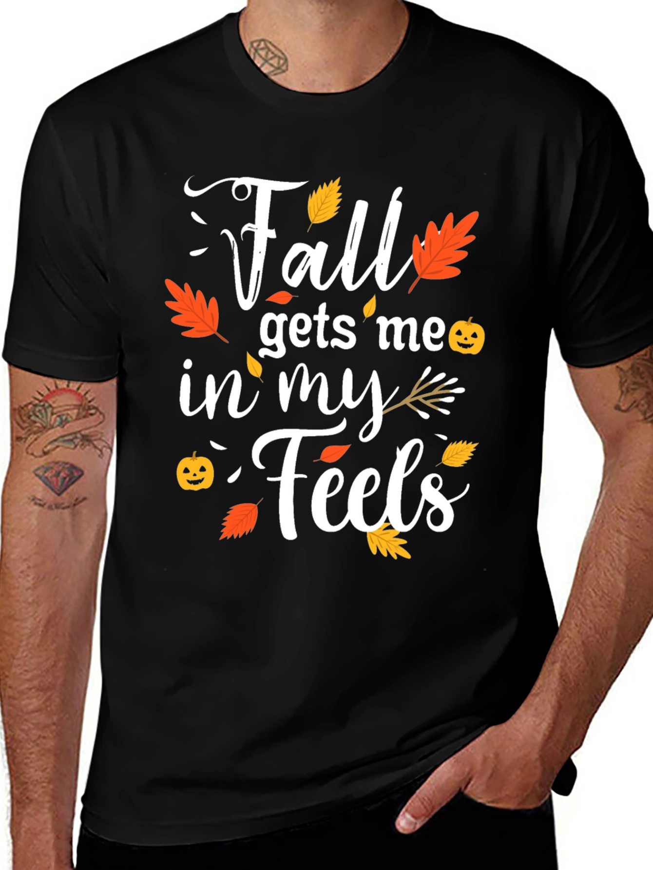 Fall Gets Me In My Feels Black T-Shirt