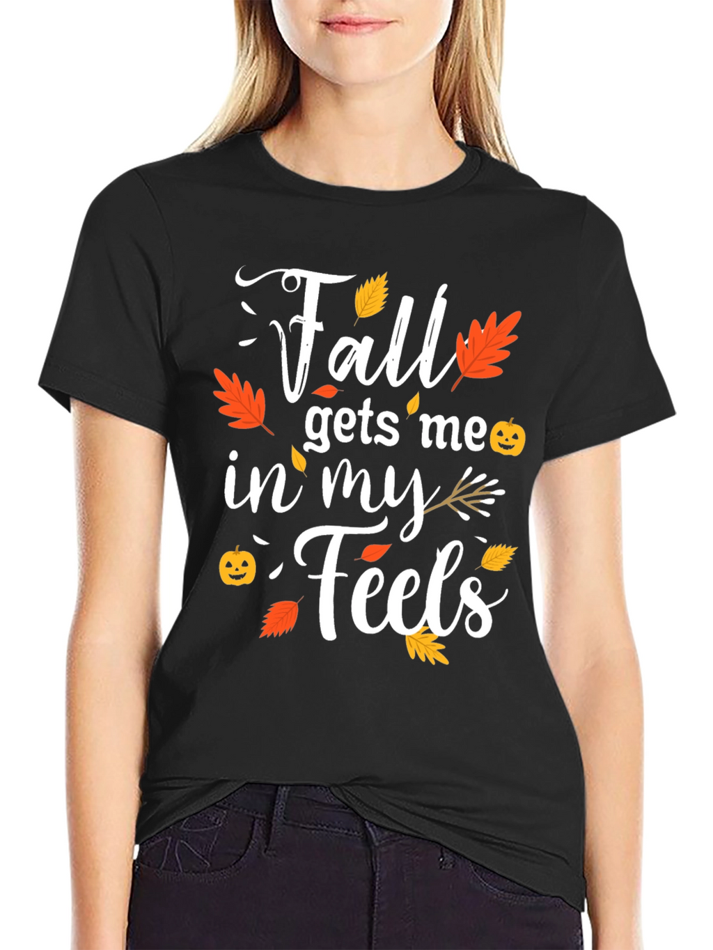Fall Gets Me In My Feels Black T-Shirt
