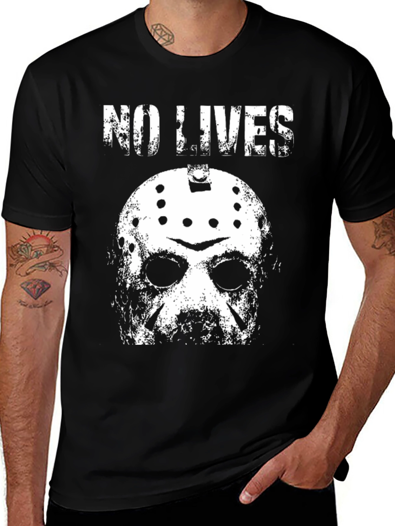 No Lives Horror Mask Graphic Tee - Black