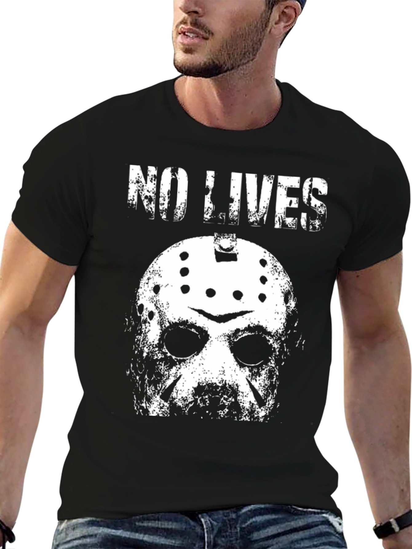 No Lives Horror Mask Graphic Tee - Black