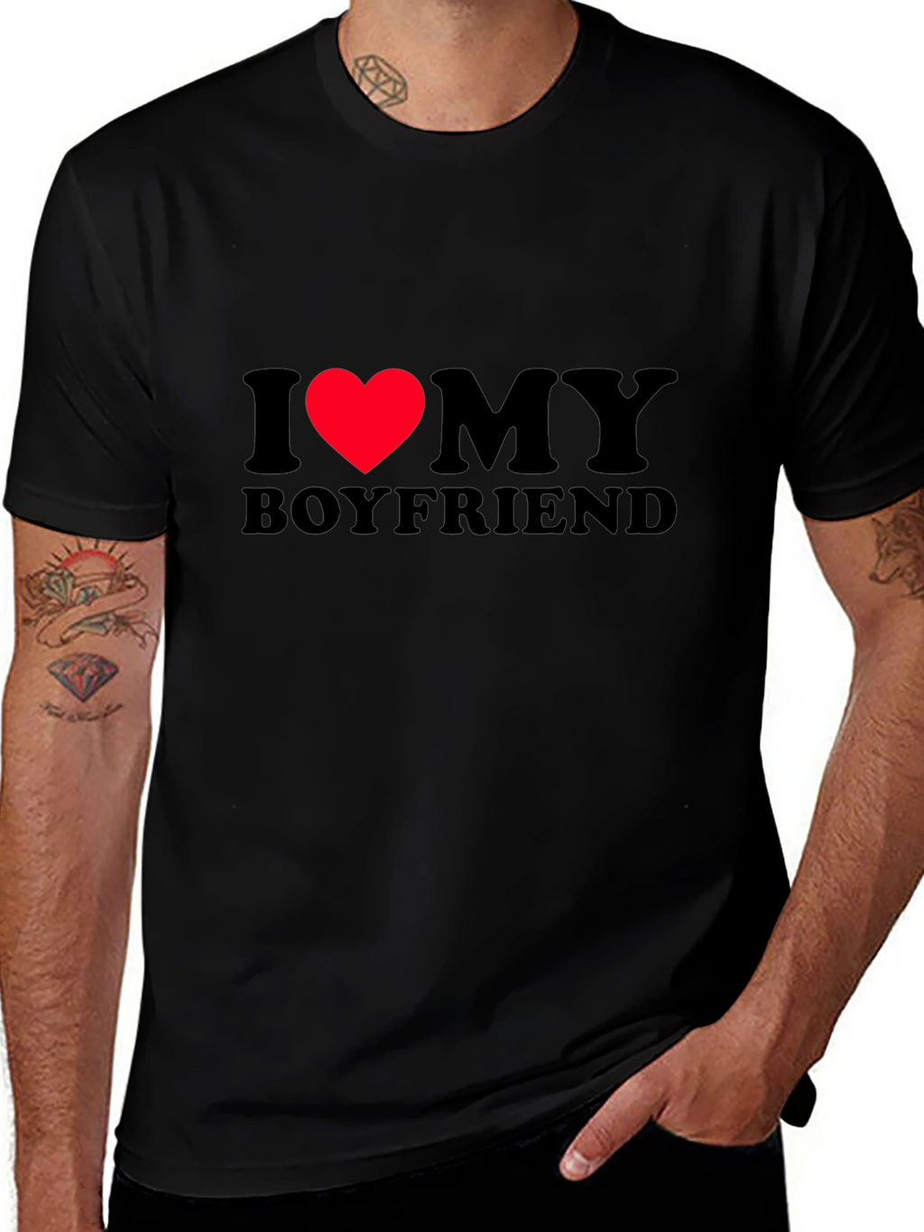 I Heart My Boyfriend T-Shirt - Black Classic Fit