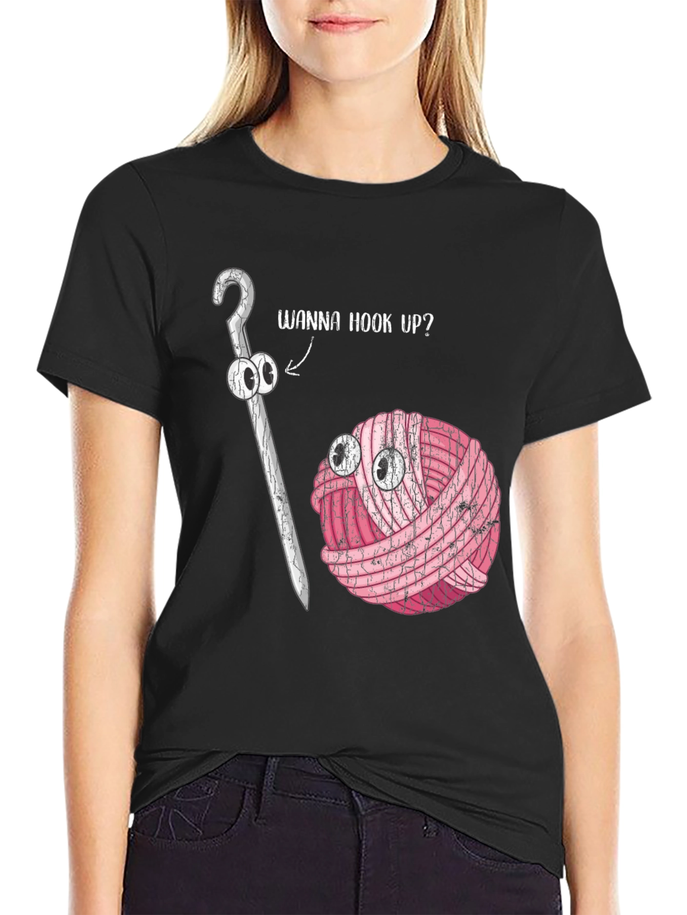 Wanna Hook Up? Crochet Yarn Humor T-Shirt