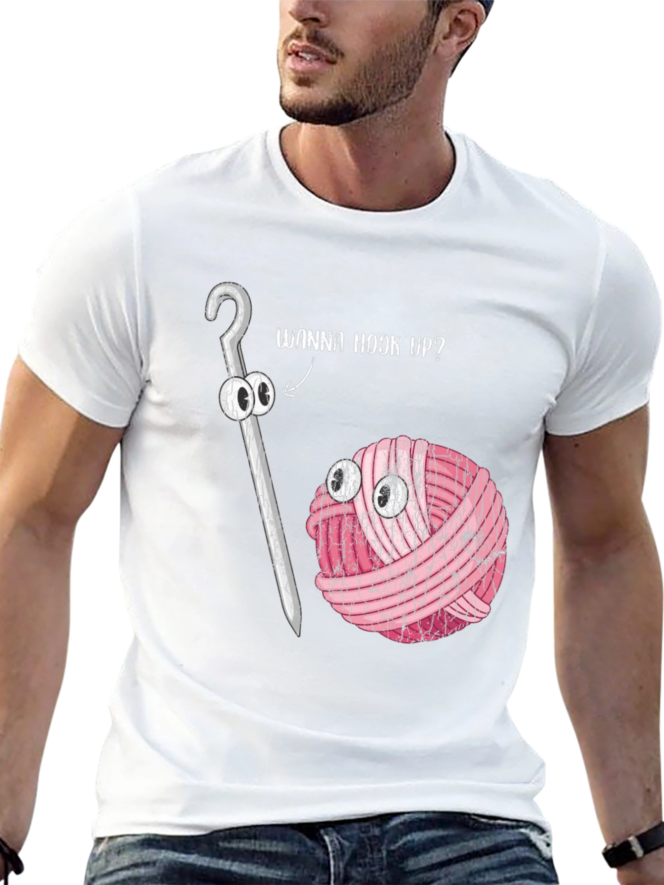 Wanna Hook Up? Crochet Yarn Humor T-Shirt