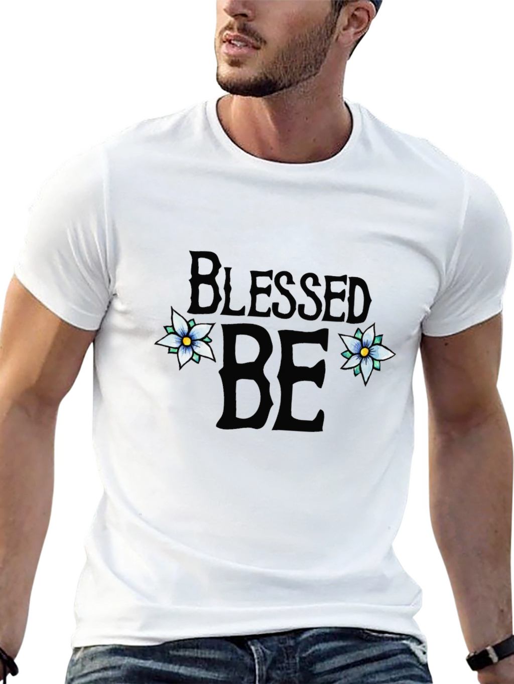 Blessed Be Floral Graphic Tee - Black