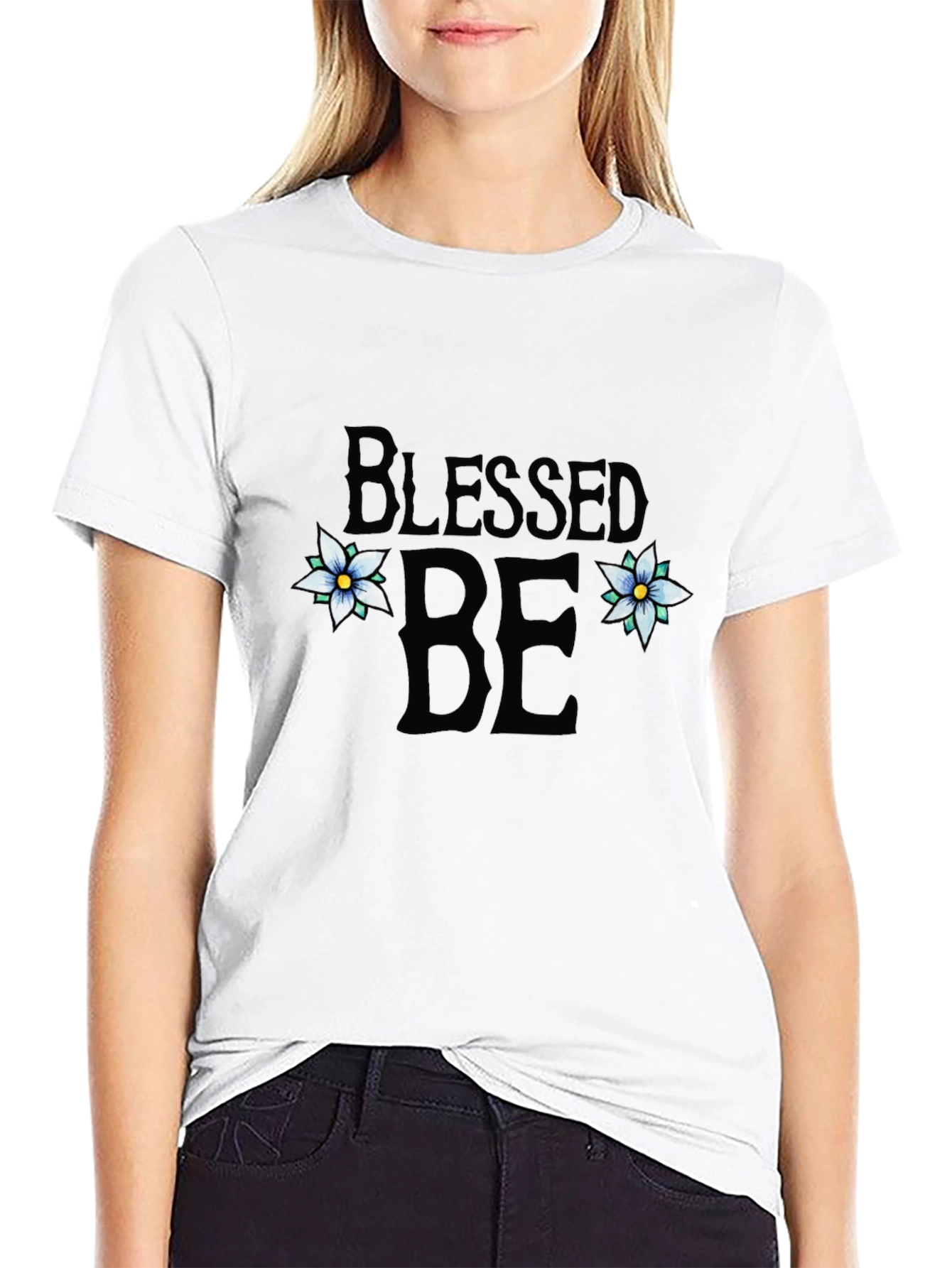 Blessed Be Floral Graphic Tee - Black